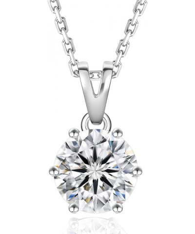 KRKC&CO Moissanite Necklace for Women, Lab Created Solitaire Diamond Pendant for Her, 4/6-Prong, GRA Certificate, Gift for An...