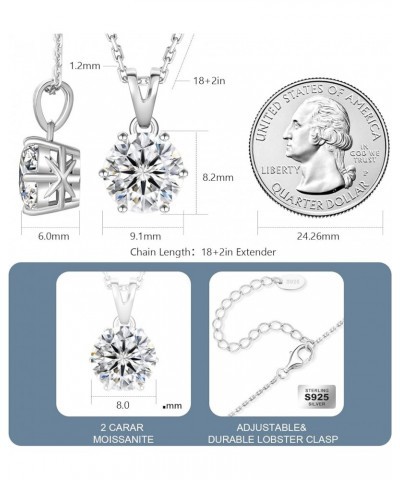 KRKC&CO Moissanite Necklace for Women, Lab Created Solitaire Diamond Pendant for Her, 4/6-Prong, GRA Certificate, Gift for An...