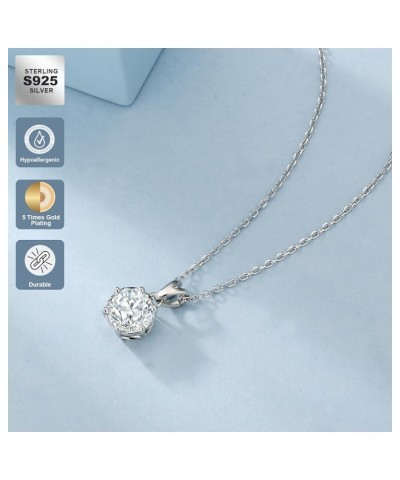 KRKC&CO Moissanite Necklace for Women, Lab Created Solitaire Diamond Pendant for Her, 4/6-Prong, GRA Certificate, Gift for An...