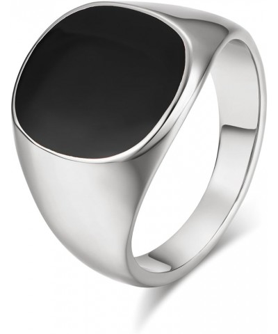 Black Enamel Signet Rings For Men 18K White/Yellow/Rose Gold Plated Black Onyx Ring Men's Boy's Costume Jewelry Silver 9.5 $6...