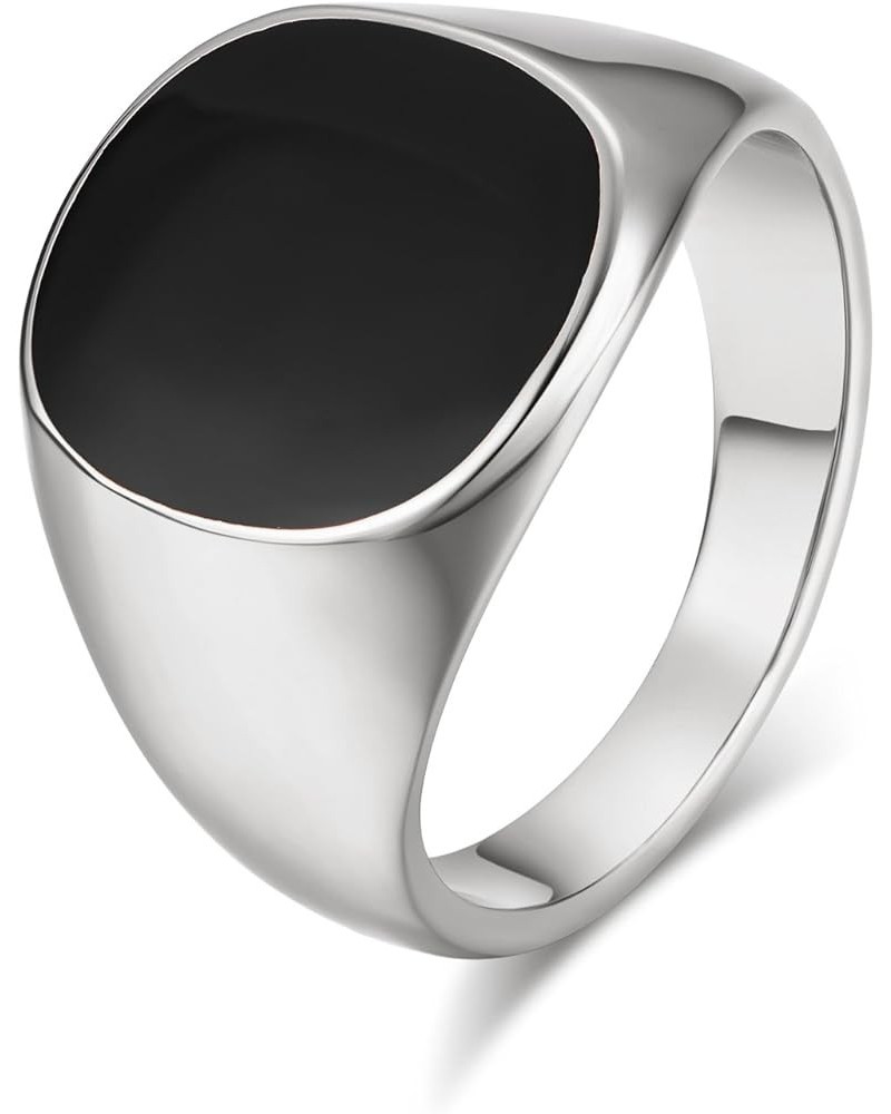 Black Enamel Signet Rings For Men 18K White/Yellow/Rose Gold Plated Black Onyx Ring Men's Boy's Costume Jewelry Silver 9.5 $6...