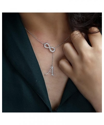 Initial Necklace For Women 8 Shape Diamond Necklace White Gold Heart Necklace Silver Necklaces For Women Letter Necklace For ...