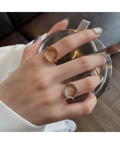 Gold Chunky Rings for Women Adjustable Silver Statement Rings Ball Dome Teardrop Rings Bold Wide Ring Thick Silver Rings Open...