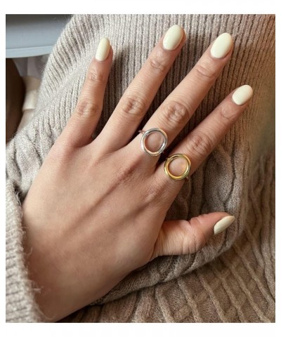 Gold Chunky Rings for Women Adjustable Silver Statement Rings Ball Dome Teardrop Rings Bold Wide Ring Thick Silver Rings Open...