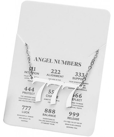 18K Gold & Silver Plated Stainless Steel Angel Number Necklace 111 222 333 444 555 666 777 888 999 Numerology Jewelry for Wom...