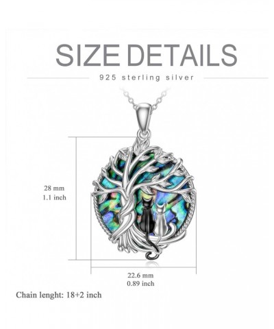 Cat Gifts for Cat Lovers Sterling Silver Cute Cat Tree of Life Pendant Necklace with Blue Circle Crystal Birthday Christmas J...