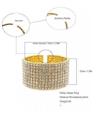 Womens Rhinestones Wide Cuff Bracelet Bangles Silver and Gold Tone Wedding Party Jewelry Gold 9 $8.84 Bracelets