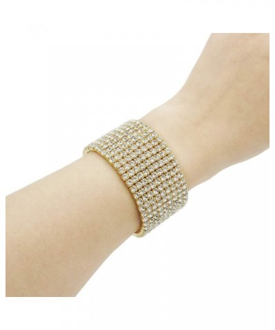 Womens Rhinestones Wide Cuff Bracelet Bangles Silver and Gold Tone Wedding Party Jewelry Gold 9 $8.84 Bracelets