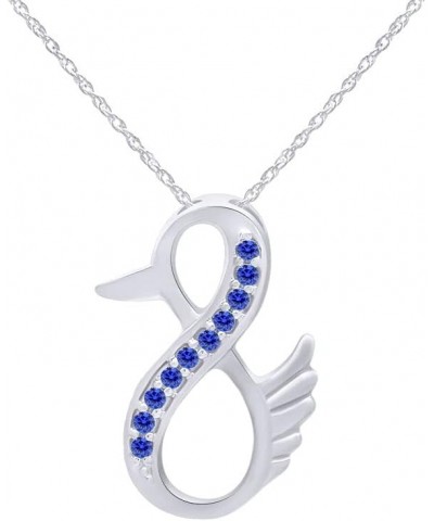 Duck Infinity Pendant Necklace in 14K White Gold Over Sterling Silver Simulated blue-sapphire $21.15 Necklaces