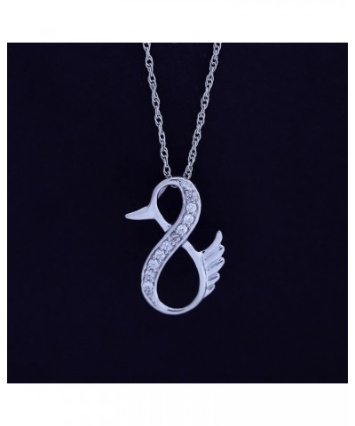 Duck Infinity Pendant Necklace in 14K White Gold Over Sterling Silver Simulated blue-sapphire $21.15 Necklaces