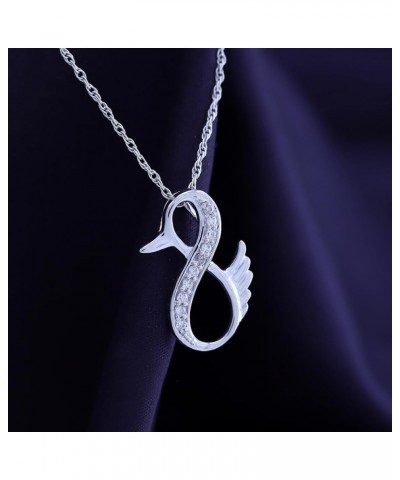 Duck Infinity Pendant Necklace in 14K White Gold Over Sterling Silver Simulated blue-sapphire $21.15 Necklaces