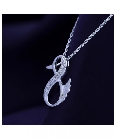 Duck Infinity Pendant Necklace in 14K White Gold Over Sterling Silver Simulated blue-sapphire $21.15 Necklaces