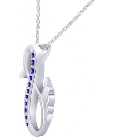 Duck Infinity Pendant Necklace in 14K White Gold Over Sterling Silver Simulated blue-sapphire $21.15 Necklaces