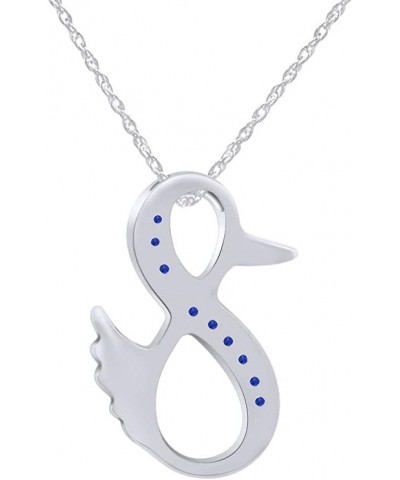 Duck Infinity Pendant Necklace in 14K White Gold Over Sterling Silver Simulated blue-sapphire $21.15 Necklaces