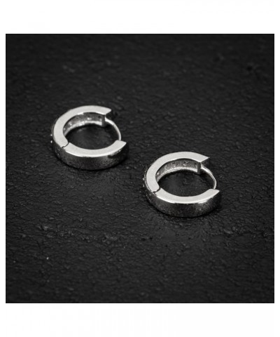 One Row Channel Set Iced Cz Small Huggie Loop Thin Hoop Earrings for Women Men Trendy 14K White Gold Over 925 Sterling Silver...