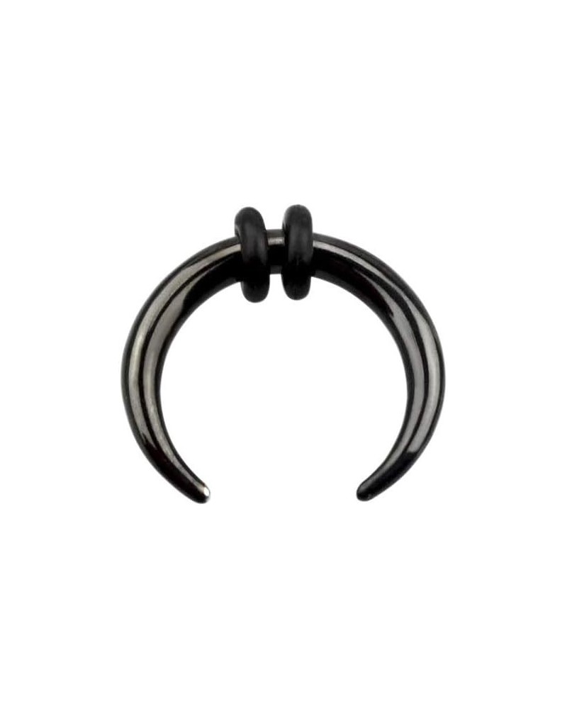 8-14G PVD Plated Stainless Steel Black Septum Pincher Nose Ring with 2 Black O-Rings Gauge: 2.5mm (10GA) / Diameter: 12mm (1/...