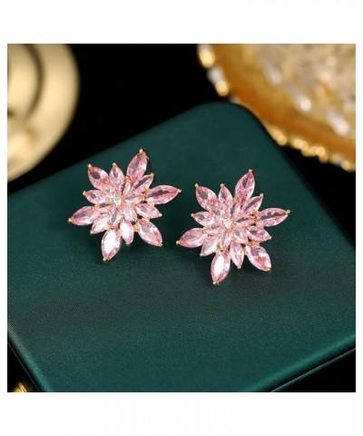 Snowflake Earrings for Women Girls Cubic Zirconia Flower Stud Earrings Vintage Floral Cluster Earrings Hypoallergenic Winter ...