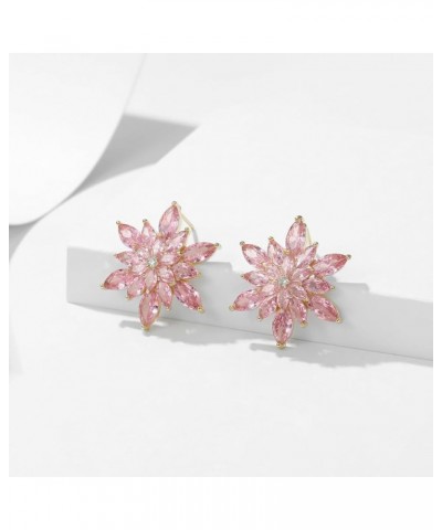 Snowflake Earrings for Women Girls Cubic Zirconia Flower Stud Earrings Vintage Floral Cluster Earrings Hypoallergenic Winter ...