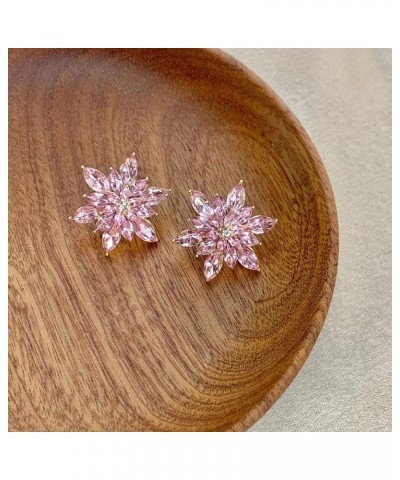 Snowflake Earrings for Women Girls Cubic Zirconia Flower Stud Earrings Vintage Floral Cluster Earrings Hypoallergenic Winter ...