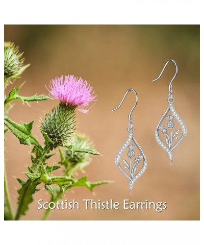 Sterling Silver Scottish Thistle/Sunflower/Daisy/Lotus/Tulip/Violet/Lily Earrings Flower Floral Dangle Drop Earrings Jewelry ...