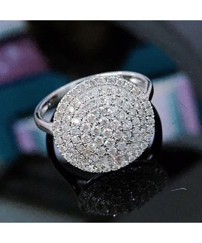 925 Silver Fashion Exquisite Full Diamond Disc Ring Set AAA Zircon Ring Zircon Ring Women's Jewelry Found Earrings (US Code 8...