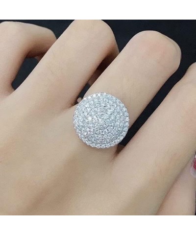 925 Silver Fashion Exquisite Full Diamond Disc Ring Set AAA Zircon Ring Zircon Ring Women's Jewelry Found Earrings (US Code 8...