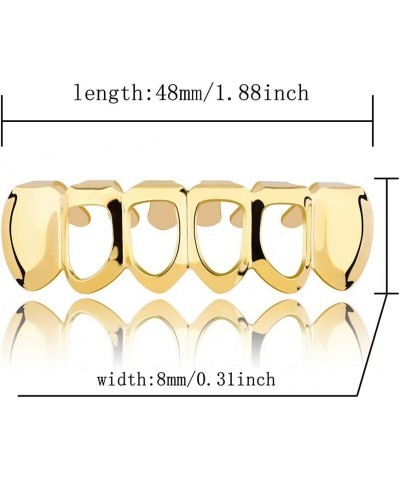 New Custom Fit 18K Gold Plated Vampire Four Open Face Gold Grillz Set For Christmas gift BOTTOM $6.71 Body Jewelry