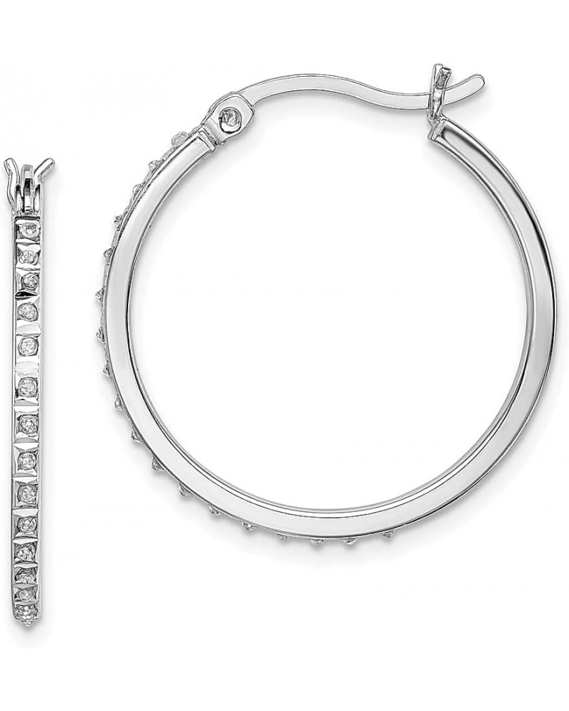 925 Sterling Silver Diamond Round Hoop Earrings 925 Sterling Silver - 25mm - 0.98 inch $77.98 Earrings