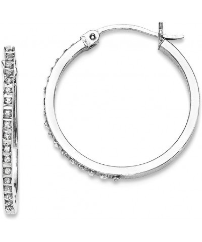 925 Sterling Silver Diamond Round Hoop Earrings 925 Sterling Silver - 25mm - 0.98 inch $77.98 Earrings