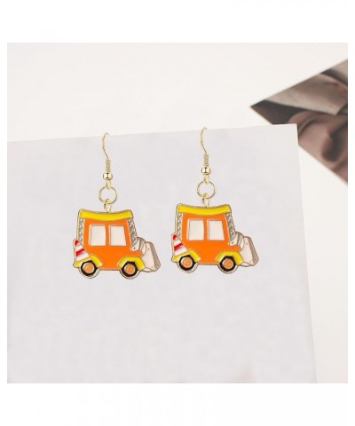 School Bus Dangle Earrings Cute Alloy Yellow School Bus Drop Earring Funny Cartoon Car Bus Statement Earring for Teachers Stu...