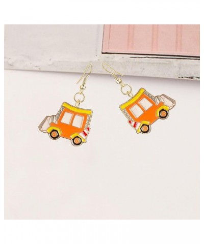 School Bus Dangle Earrings Cute Alloy Yellow School Bus Drop Earring Funny Cartoon Car Bus Statement Earring for Teachers Stu...