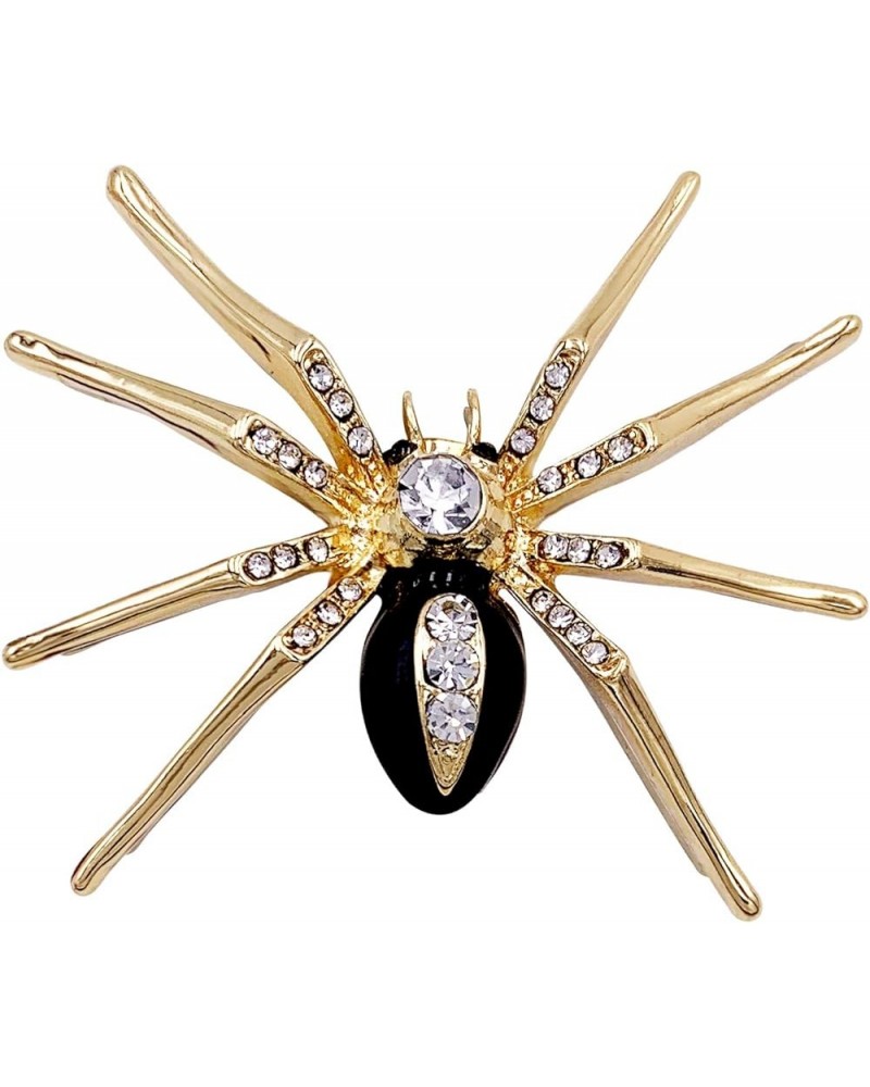 Halloween Fashion Rhinestone Enamel Spider Brooch Pin Gold Tone Black $7.14 Brooches & Pins