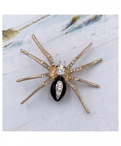 Halloween Fashion Rhinestone Enamel Spider Brooch Pin Gold Tone Black $7.14 Brooches & Pins