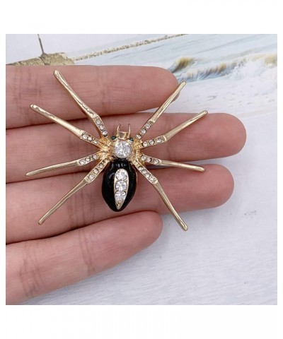 Halloween Fashion Rhinestone Enamel Spider Brooch Pin Gold Tone Black $7.14 Brooches & Pins