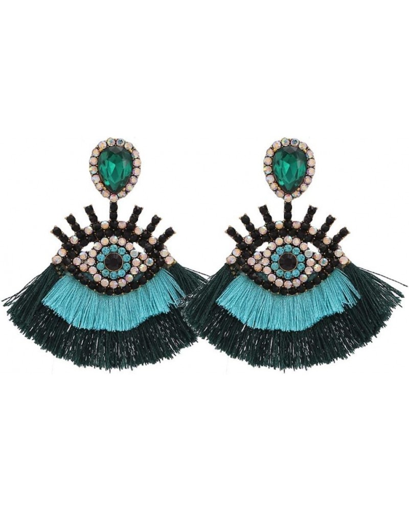 Boho Fashion Dangle Tassel Earrings For Women Geometric Fringed Multicolor Drop Earrings Wedding Party Girl Gifts Green $6.27...