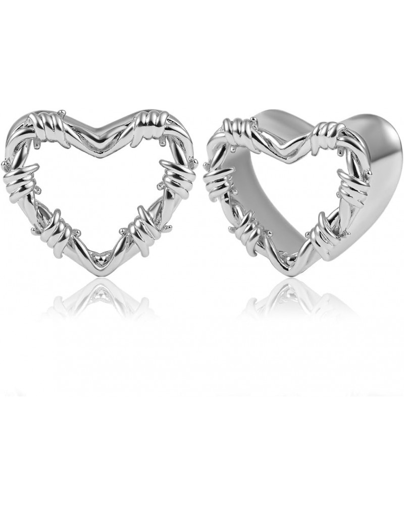 2PCS Heart Ear Tunnels Plugs 316 Stainless Steel Hypoallergenic Earrings Gauges Expanders for Stretched Piercing Body Jewelry...