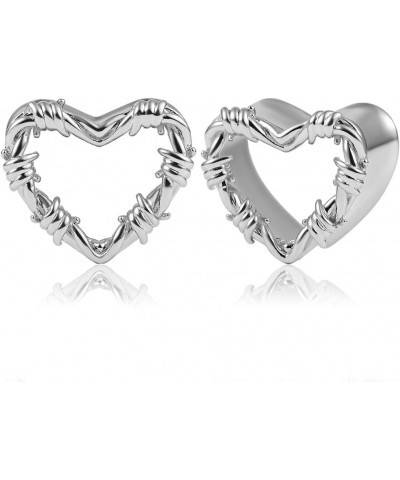 2PCS Heart Ear Tunnels Plugs 316 Stainless Steel Hypoallergenic Earrings Gauges Expanders for Stretched Piercing Body Jewelry...