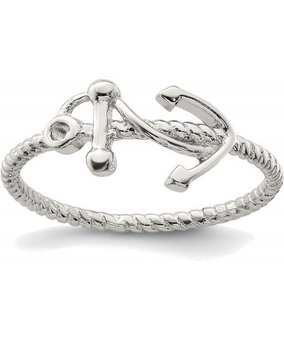 Solid Sterling Silver Polished Anchor Ring in Size 7 $15.85 Rings