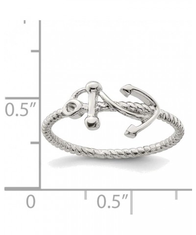 Solid Sterling Silver Polished Anchor Ring in Size 7 $15.85 Rings