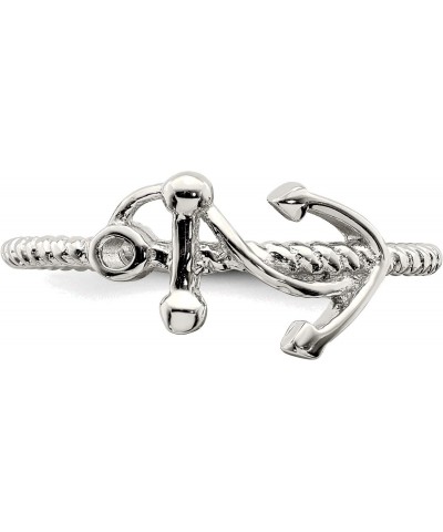 Solid Sterling Silver Polished Anchor Ring in Size 7 $15.85 Rings