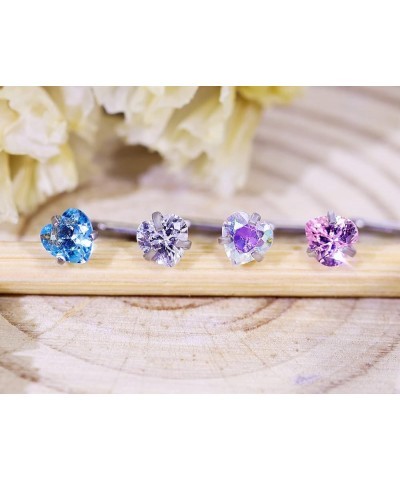 18G 20G Heart Star CZ Nose Rings Studs Hypoallergenic 316L Surgical Steel L Shaped Silver Stud Nose Rings Cute Nose Piercing ...