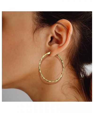 14K Gold Hoop Earrings for Women's Hoop Earrings Large Gold Hoop Earrings Gold Earrings For Women Twisted Gold Earrings Hoops...