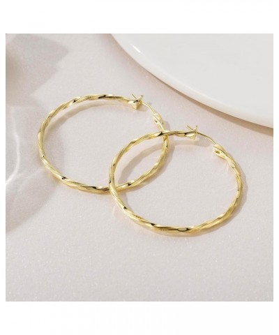 14K Gold Hoop Earrings for Women's Hoop Earrings Large Gold Hoop Earrings Gold Earrings For Women Twisted Gold Earrings Hoops...