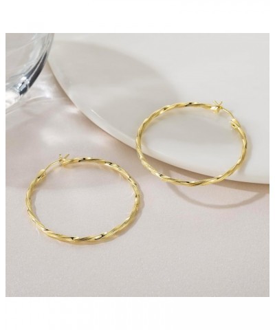 14K Gold Hoop Earrings for Women's Hoop Earrings Large Gold Hoop Earrings Gold Earrings For Women Twisted Gold Earrings Hoops...