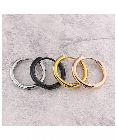 Men Women Silver/Black/Gold Earrings Set,Circle Mens Women Earring Stainless Steel Rose Gold-2.0x8MM $11.69 Earrings