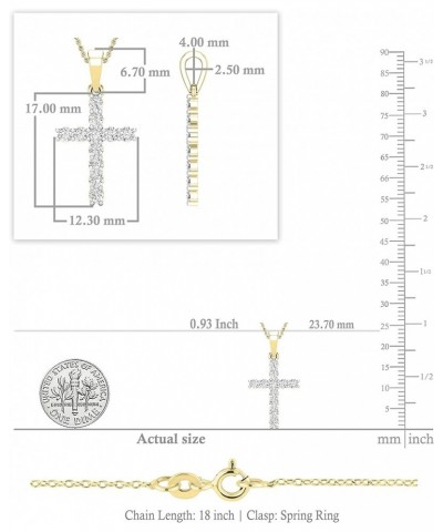 Round White Diamond Classic Divine Cross of Jesus Pendant with 18 inch Chain for Women (Color I-J, Clarity I1-I3) in Gold 18K...