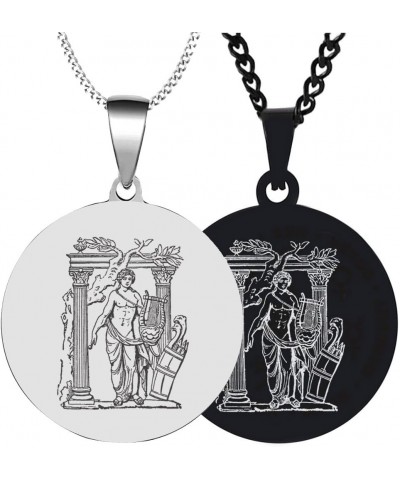 2PCS Stainless Steel Phoebus Apollo Vintage Gods Of The Greeks Mens Womens Engraved Symbol Trible Jewelry Pendant Necklace Ch...