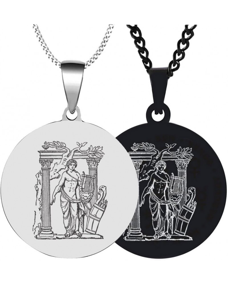 2PCS Stainless Steel Phoebus Apollo Vintage Gods Of The Greeks Mens Womens Engraved Symbol Trible Jewelry Pendant Necklace Ch...