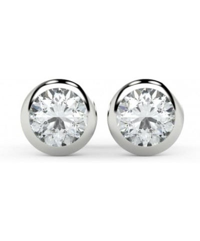 1/2 to 2 Carat Lab Grown Diamond Round Stud Earrings for Women I 14k Gold Earrings (G-H, VS1-VS2, cttw) Brilliant Cut Bezel S...