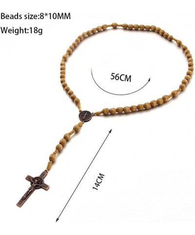 Christian Handmade Wooden Catholic Rosaries Necklace, Prayer Beads Holy Soil Medal & Cross, Catholic Wooden Rosary Beads Rosa...